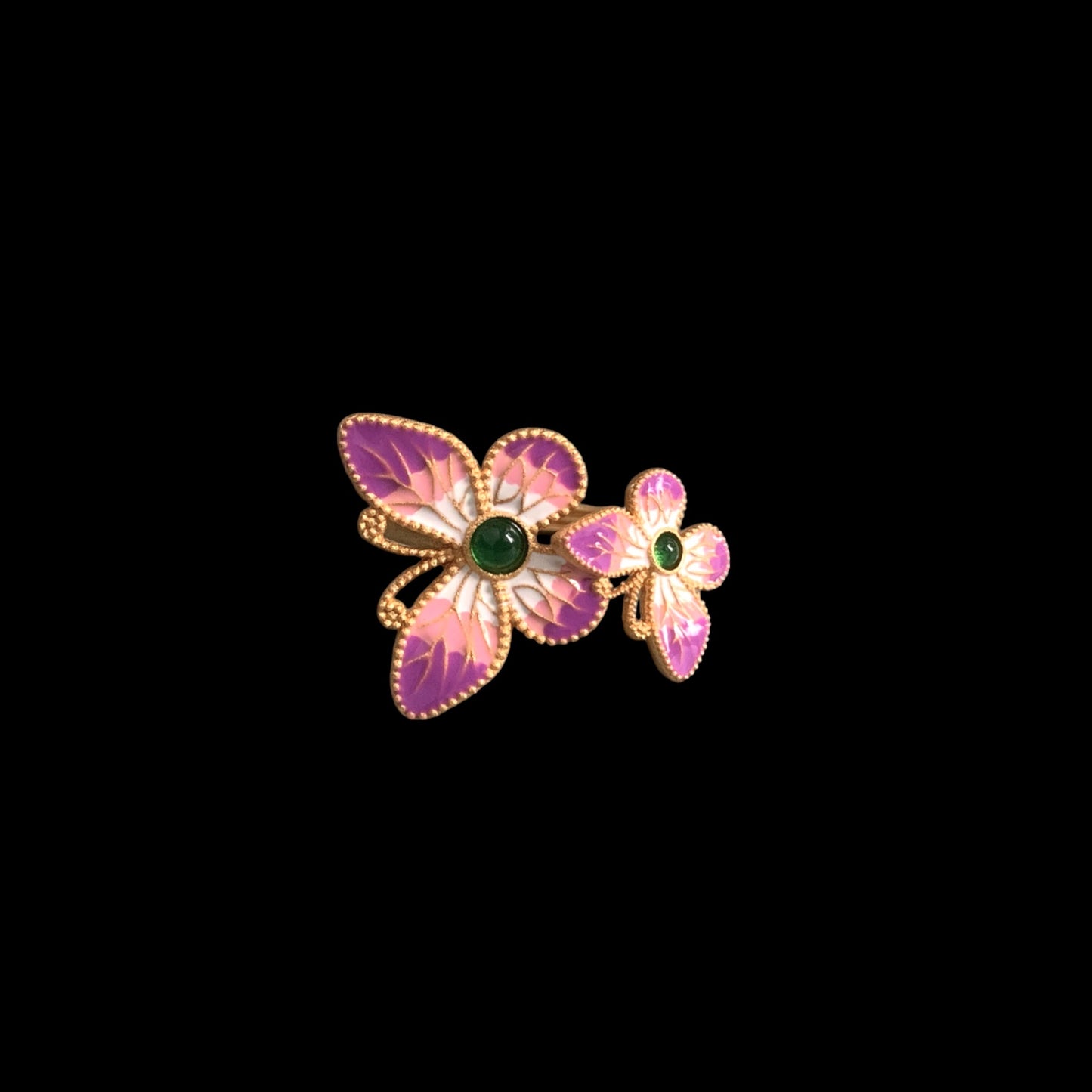 Double Butterfly Enamel Ring