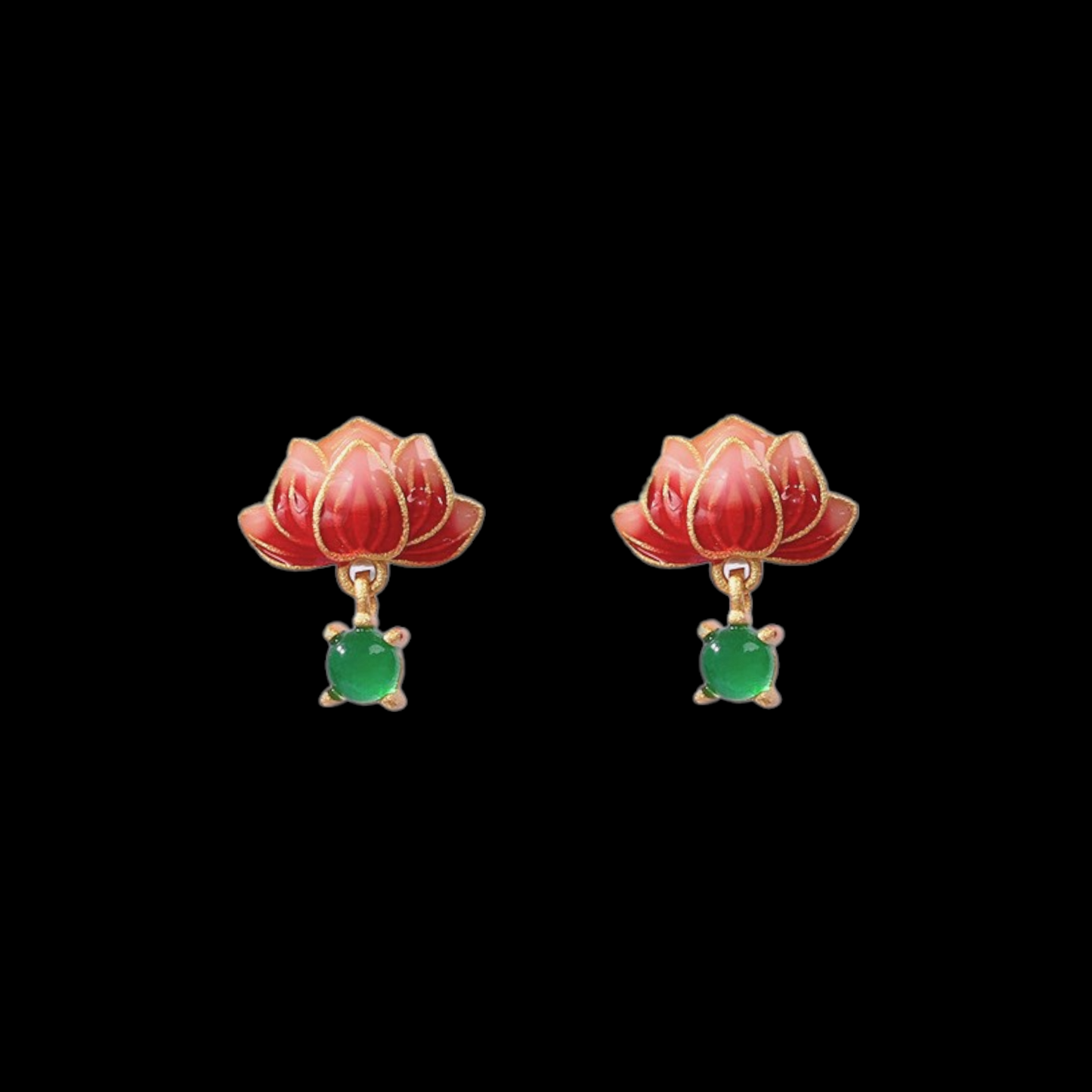 Lotus Flower Enamel Earrings