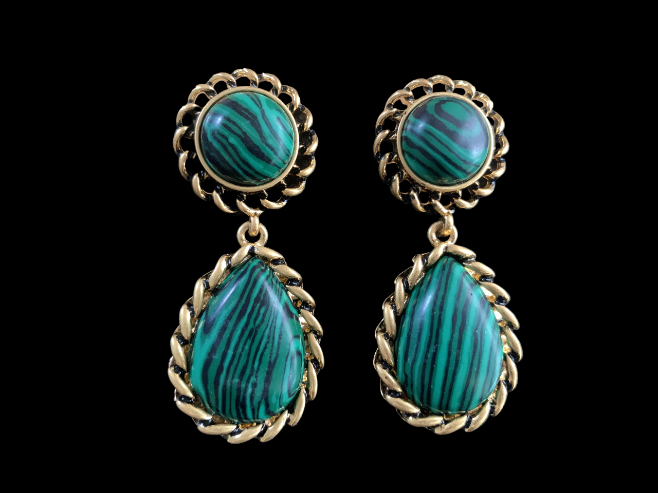 Natural Malachite Statement Earrings