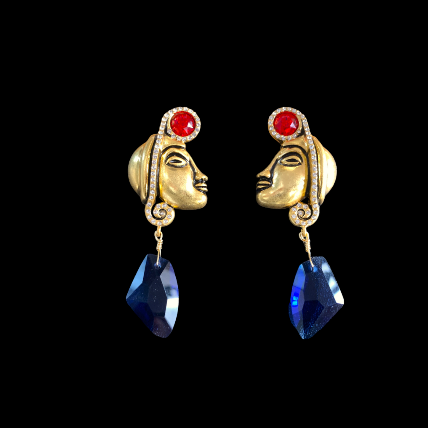Native American Indian Woman Face Statement Earrings