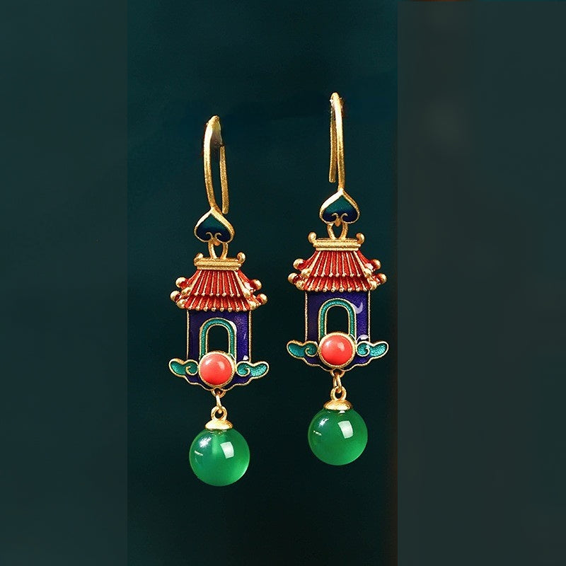 Pagoda Design Vintage Earrings