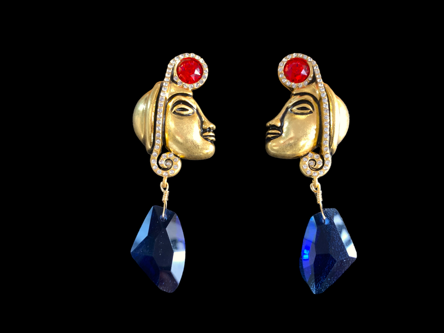 Native American Indian Woman Face Statement Earrings