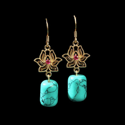 Lotus Flower Cylinder Earrings