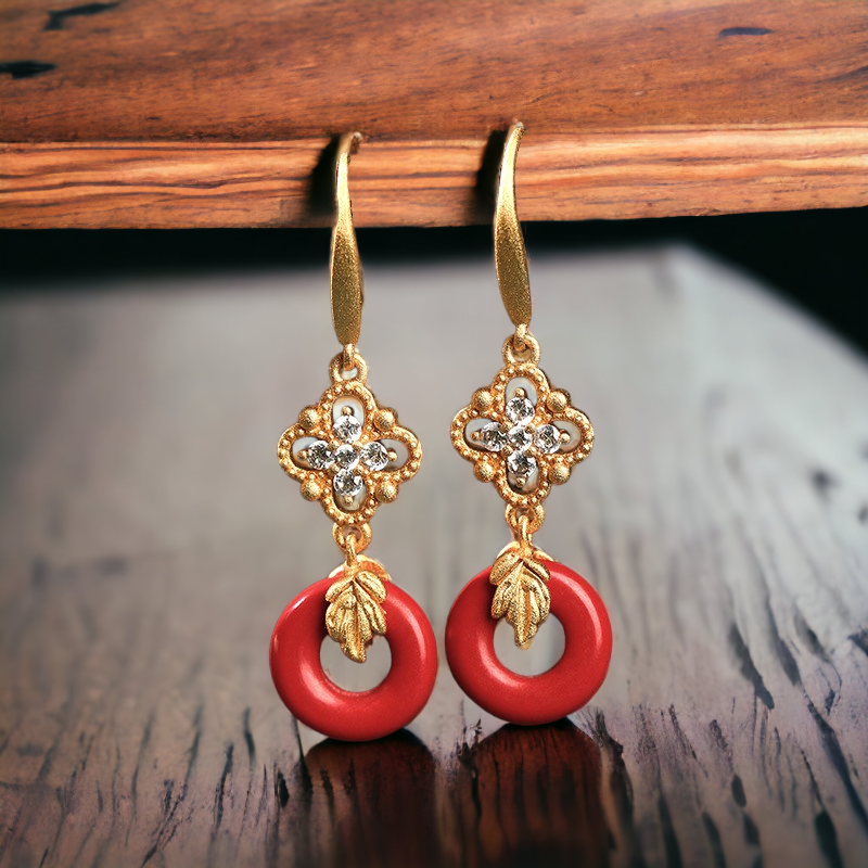 Four-leaf Clover Inspired CZ Leaf Earrings
