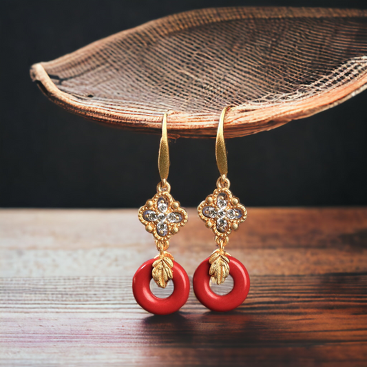 Four-leaf Clover Inspired CZ Leaf Earrings