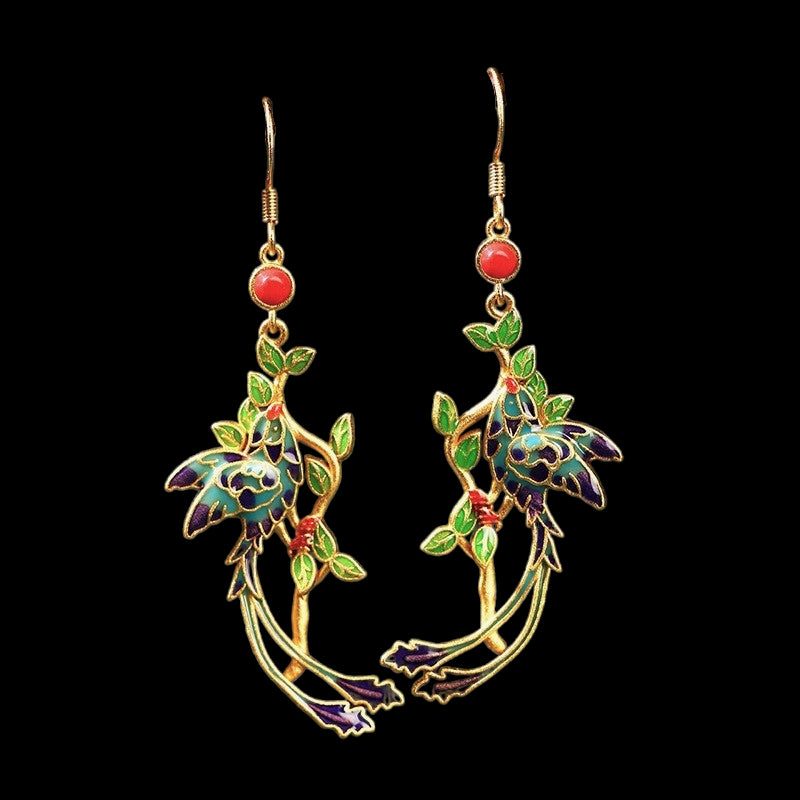 Enamel Phoenix Statement Earrings