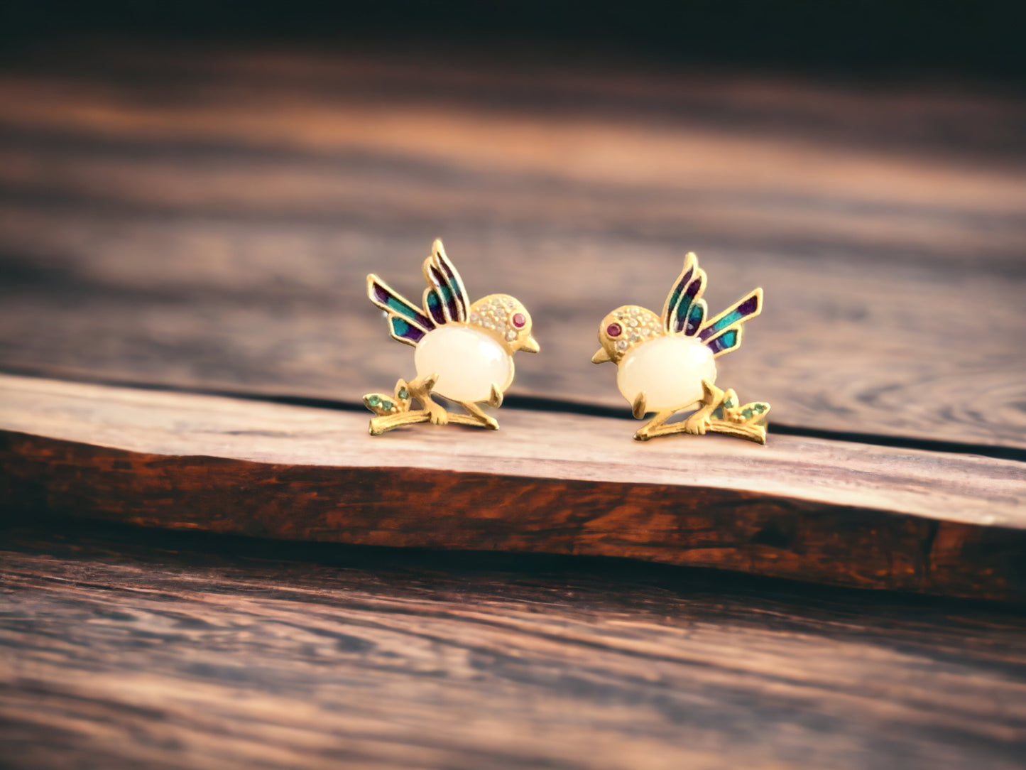 Magpie Enamel Stud Earrings