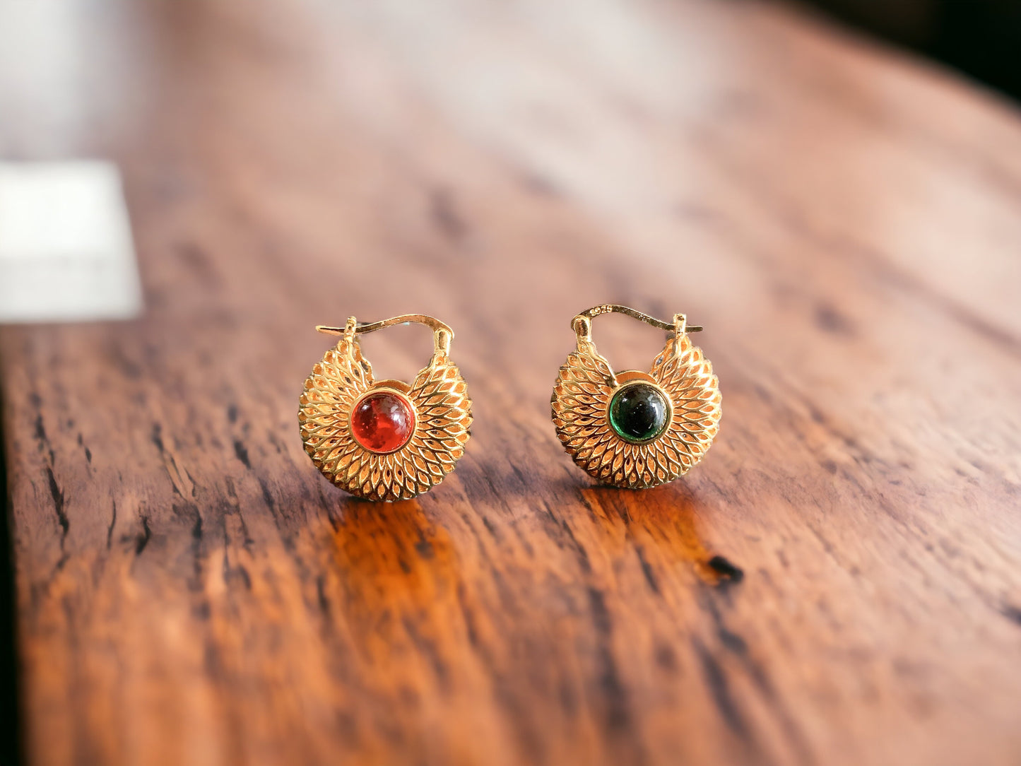 Two Stone Huggie Hoop Statement Earrings