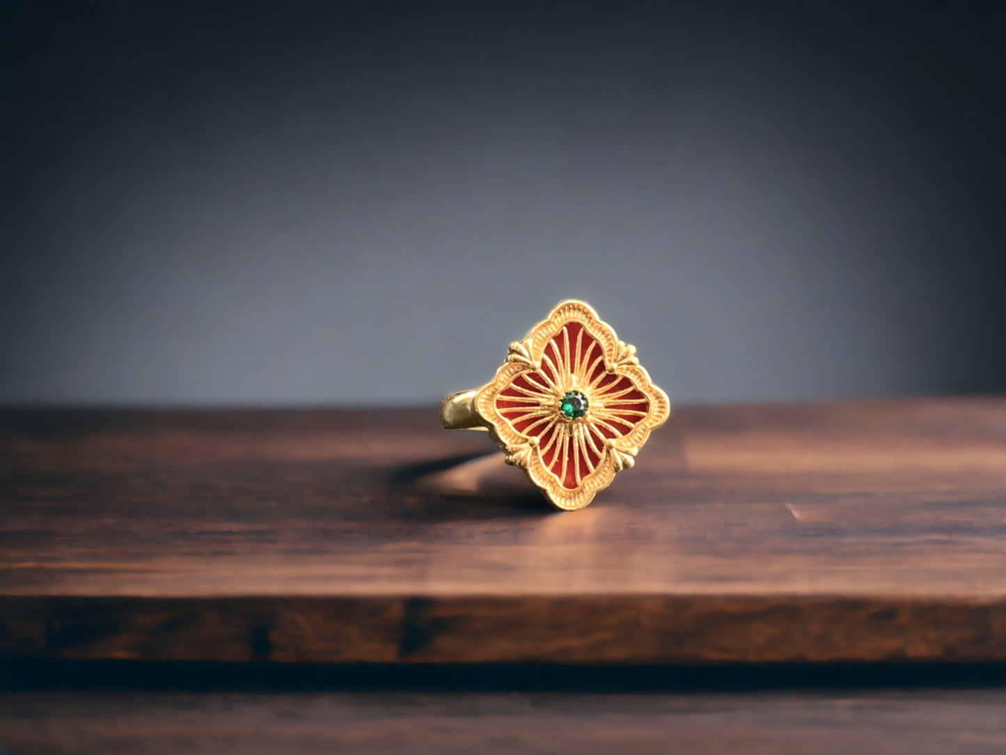 Floral Red Statement Ring