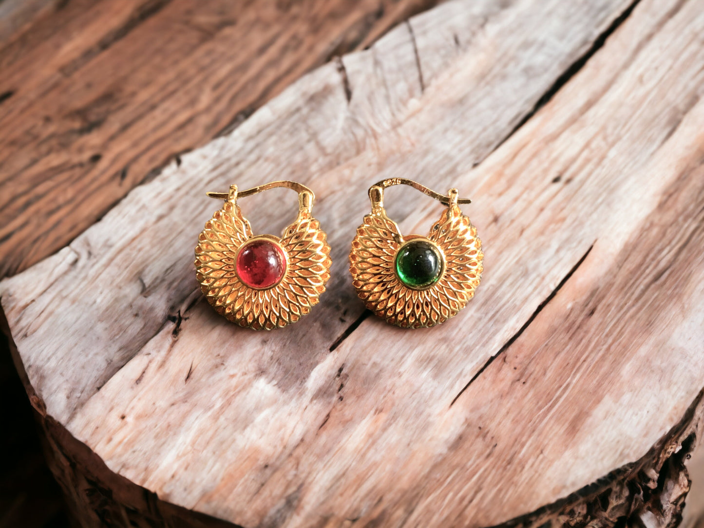 Two Stone Huggie Hoop Statement Earrings