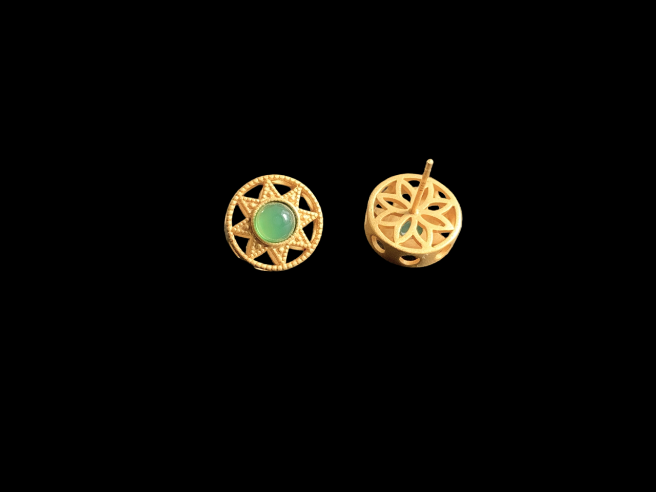 Octagram Chrysoprase Stud Earrings