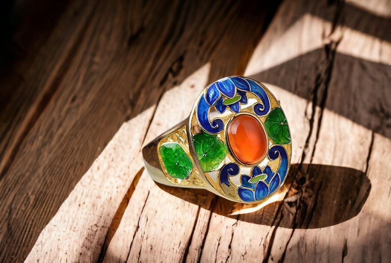 Vintage Style Cloisonne Statement Ring