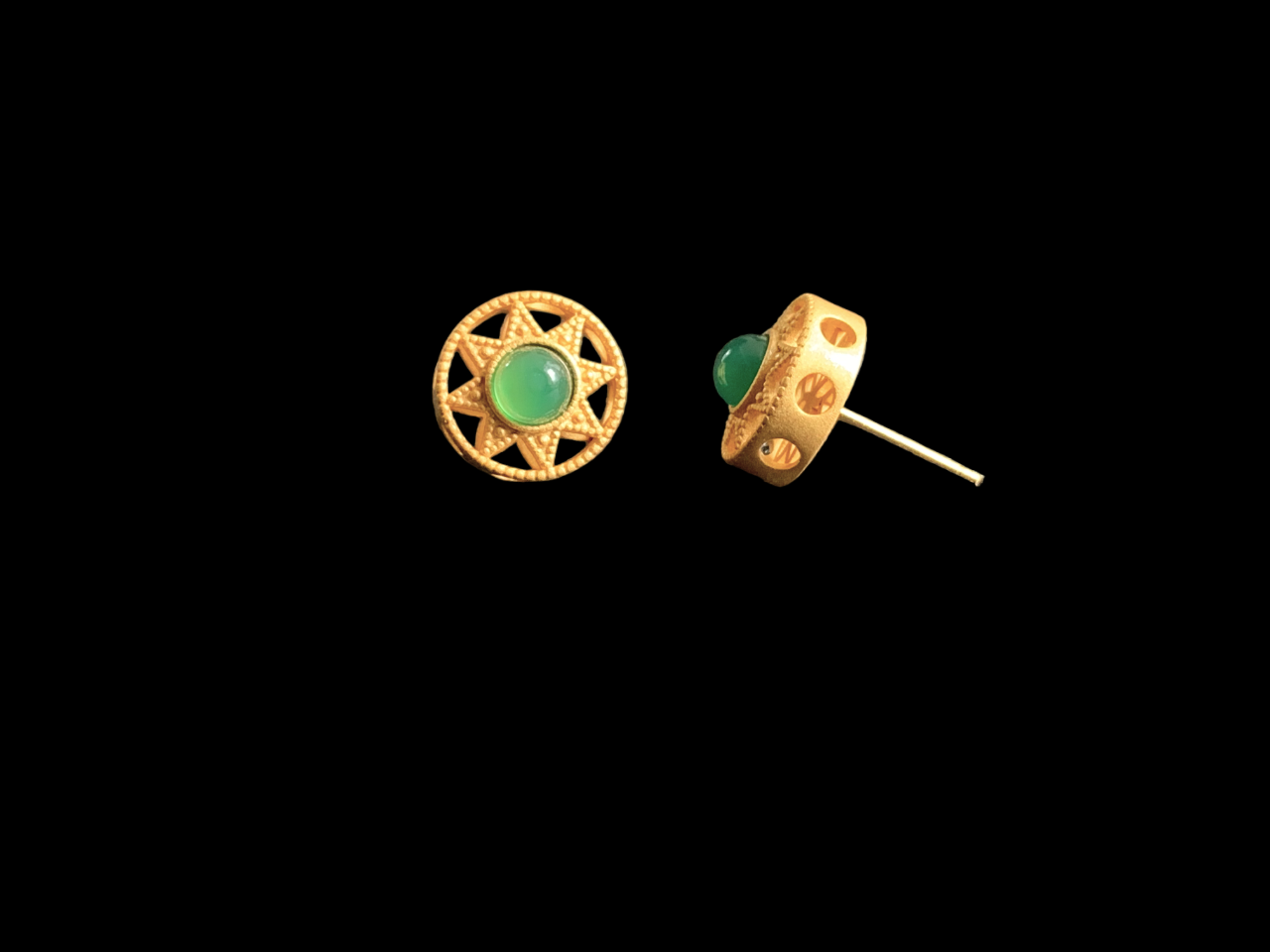 Octagram Chrysoprase Stud Earrings