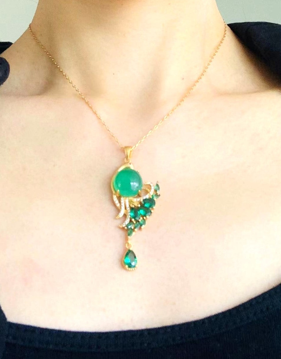 Chrysoprase Peacock Necklace