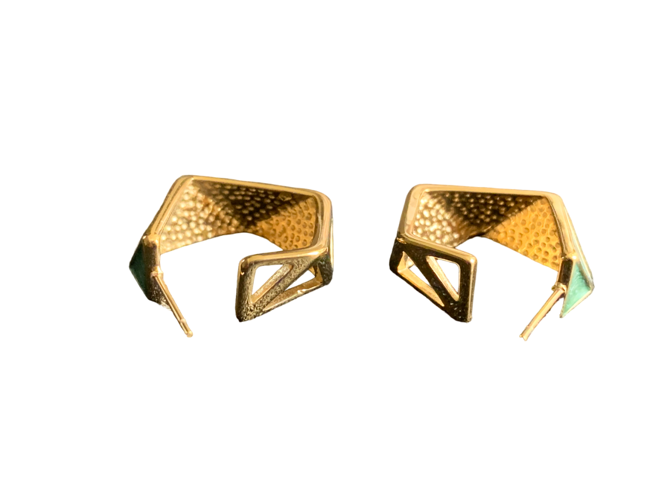 Geometric Green Enamel Stud Earrings