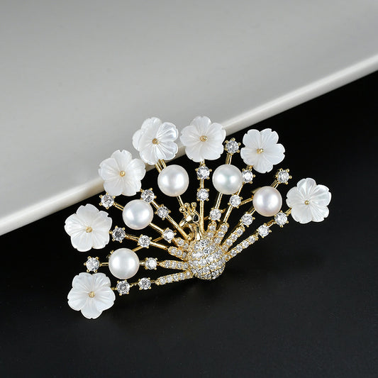 Peacock Floral Brooch
