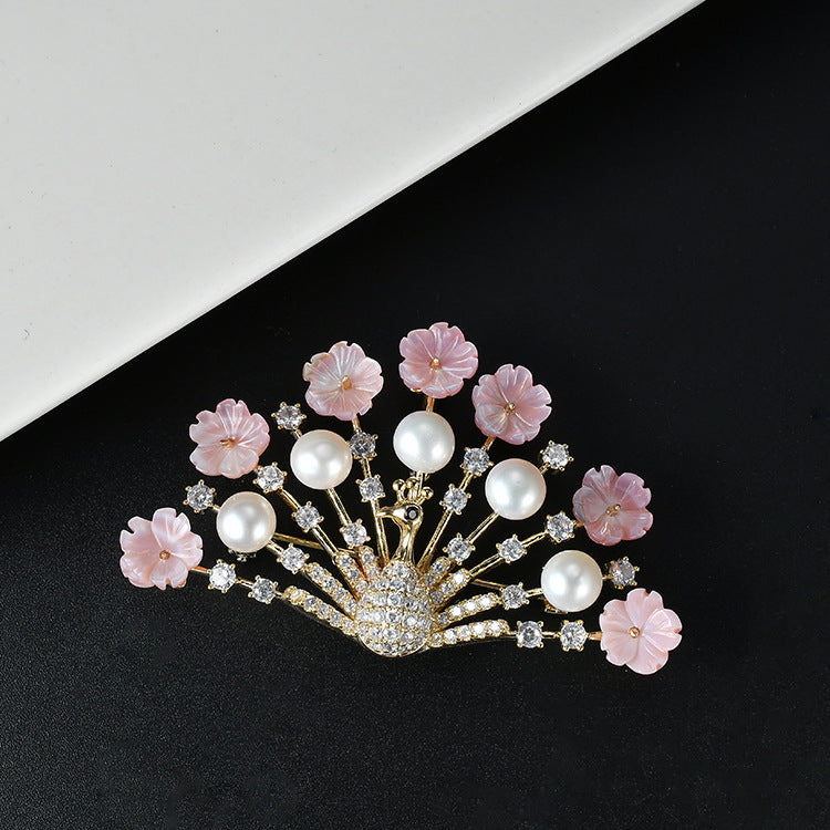 Peacock Floral Brooch