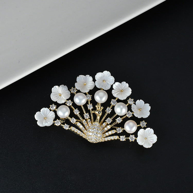 Peacock Floral Brooch