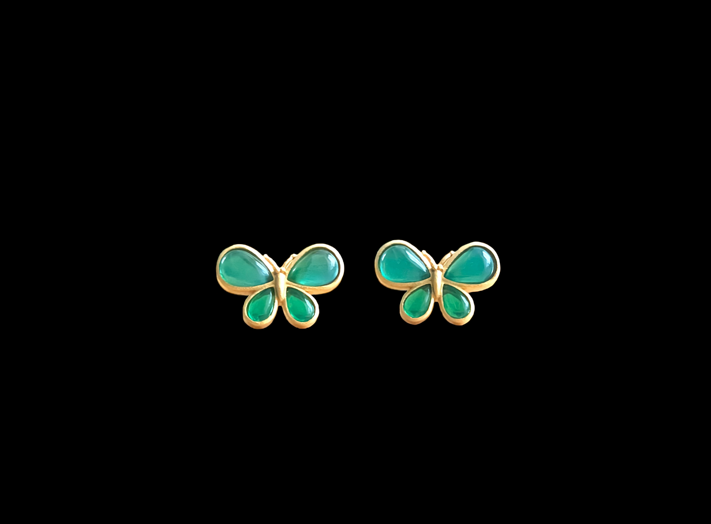 Butterfly Chrysoprase Green Stud Earrings
