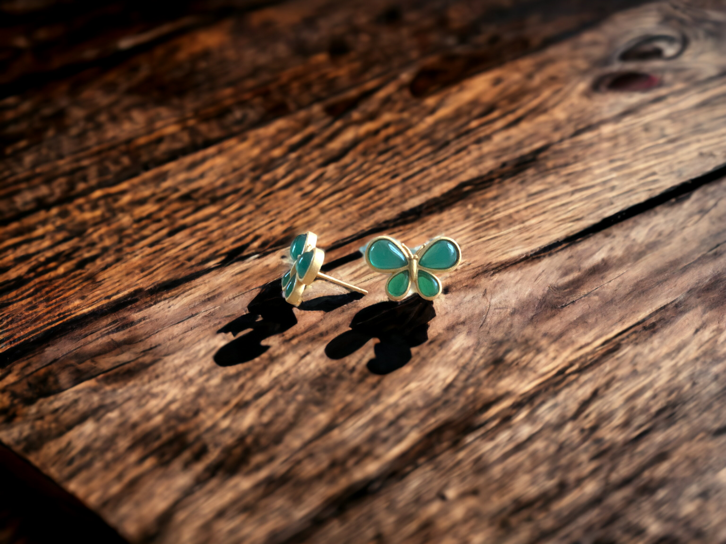 Butterfly Chrysoprase Green Stud Earrings