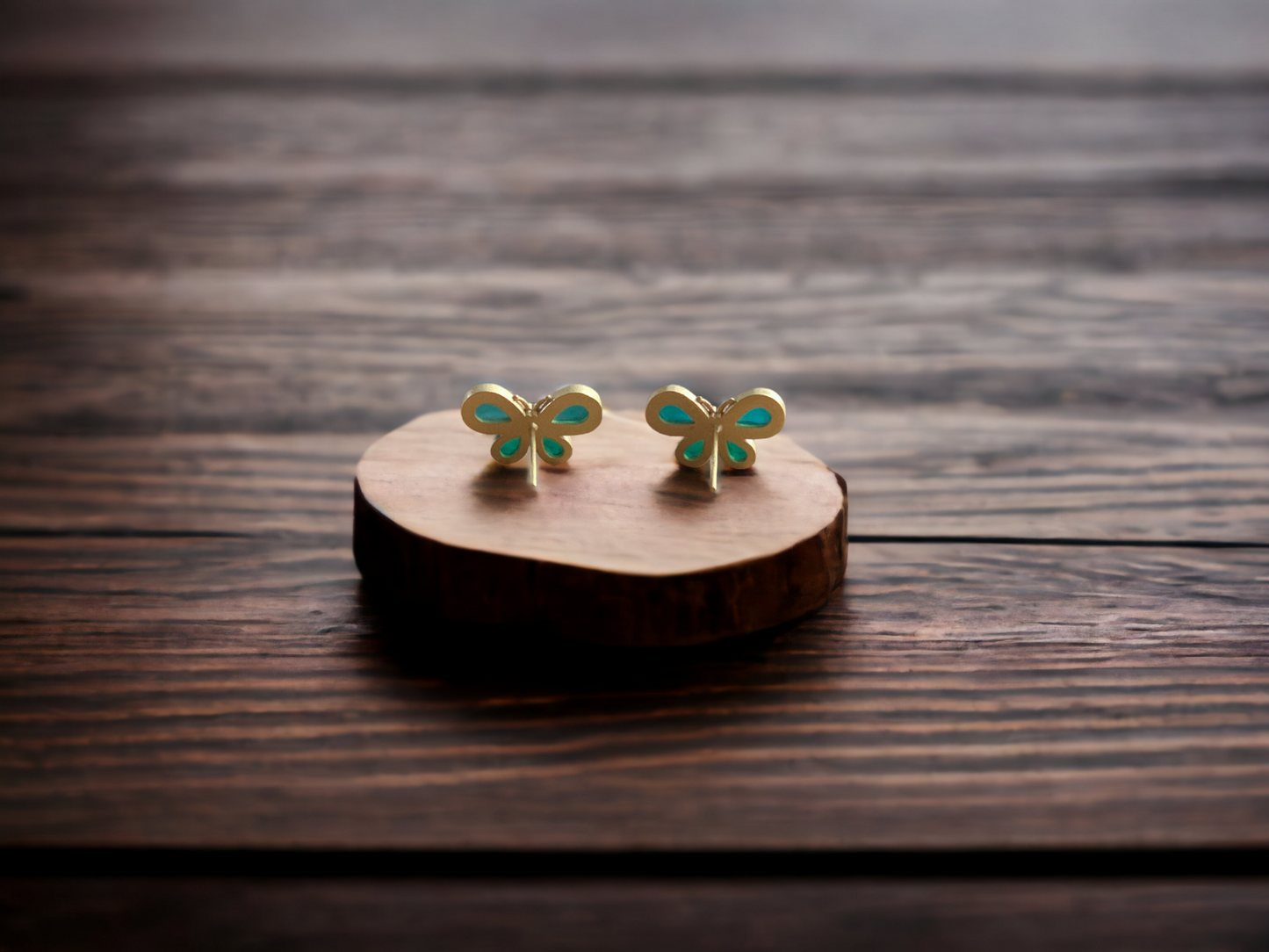 Butterfly Chrysoprase Green Stud Earrings
