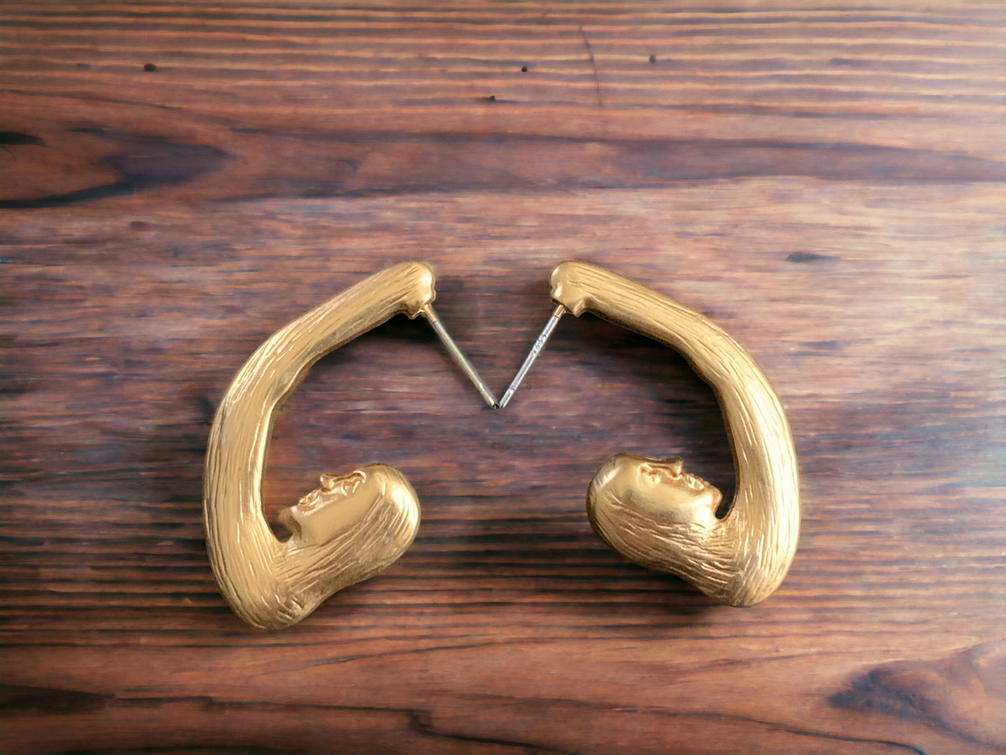 Art Deco Human Face Hoop Earrings