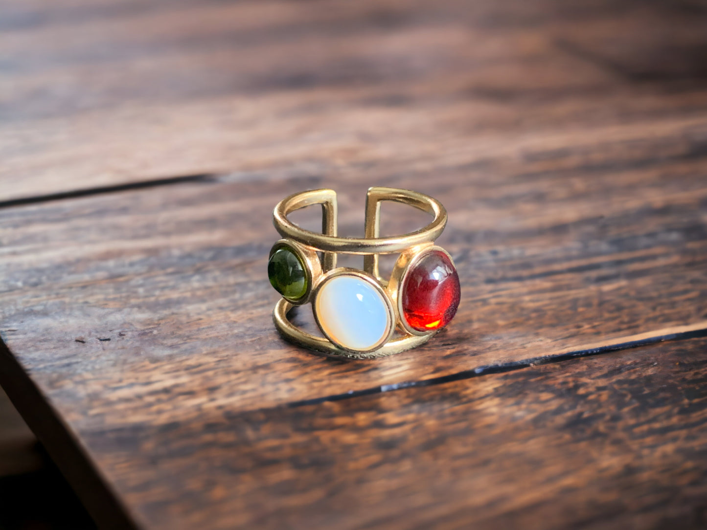Trio Gem Multi Stone Open Ring