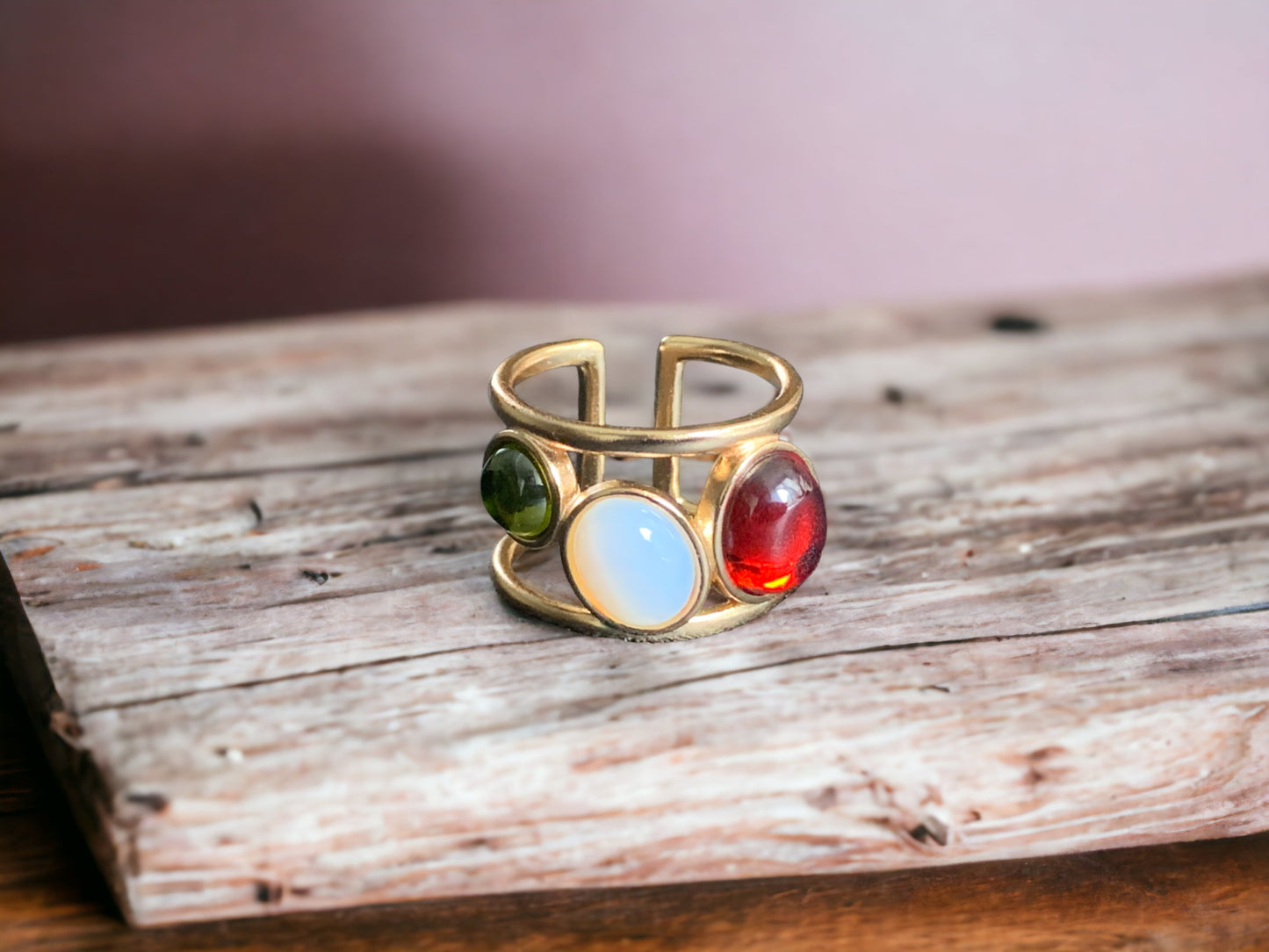 Trio Gem Multi Stone Open Ring