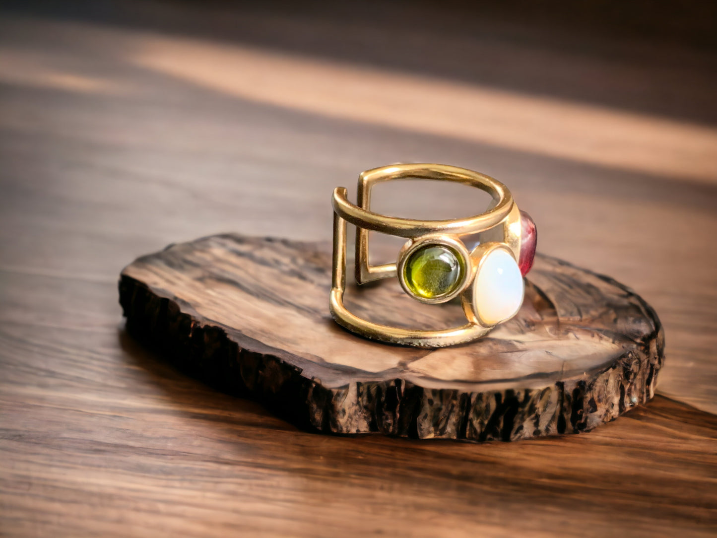 Trio Gem Multi Stone Open Ring