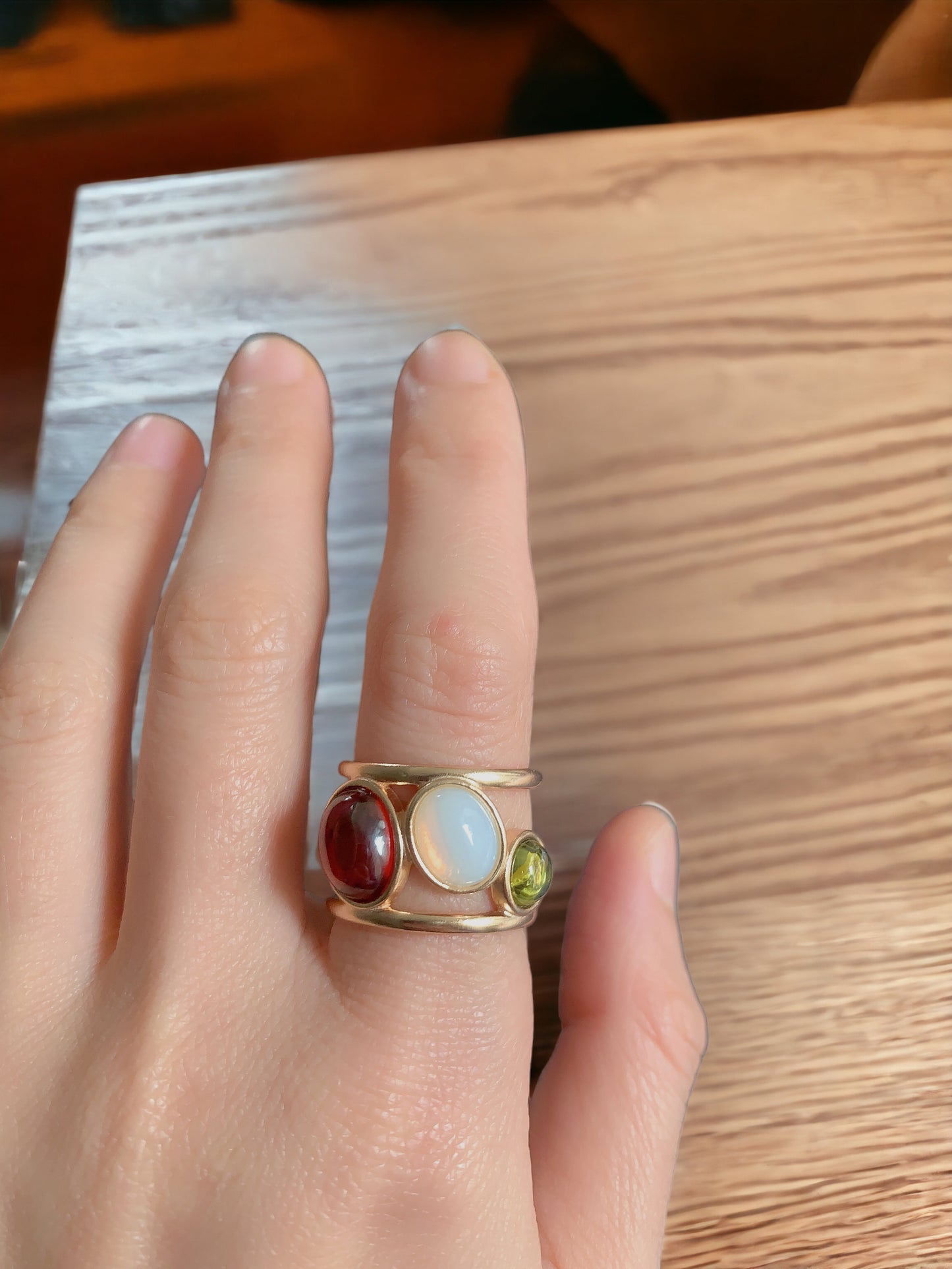 Trio Gem Multi Stone Open Ring