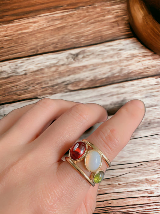 Trio Gem Multi Stone Open Ring