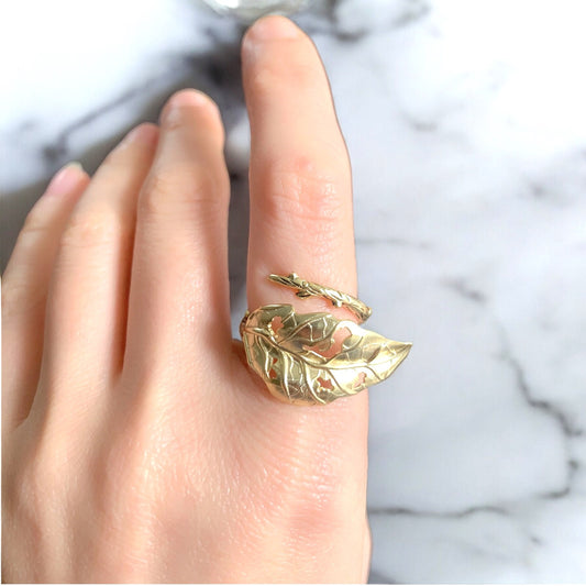 Hollow Leaf Statement Ring