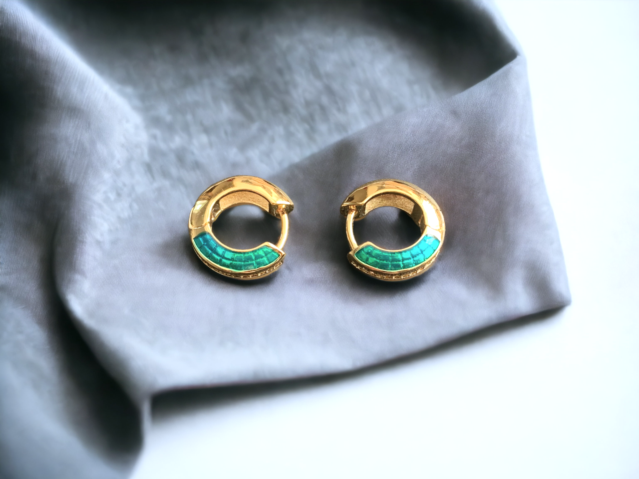 Blue Enamel Hoop Earrings