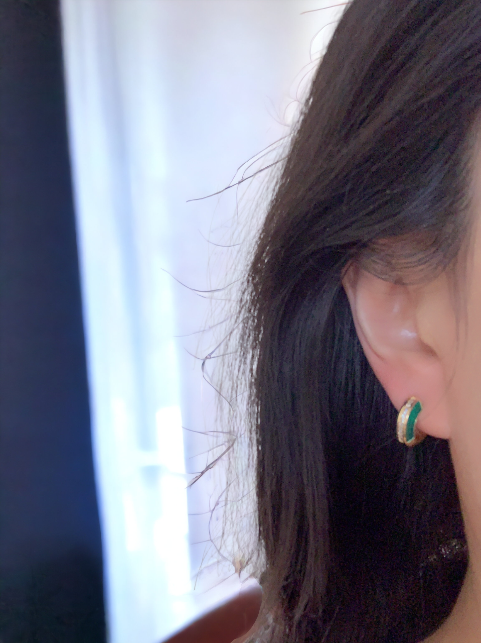 Blue Enamel Hoop Earrings