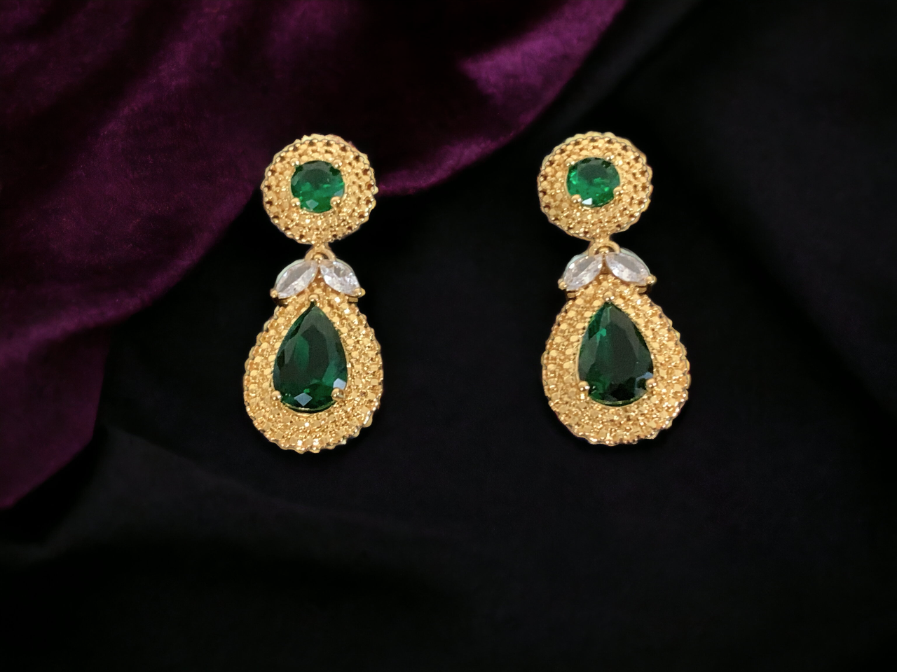 Emerald Green CZ Earrings