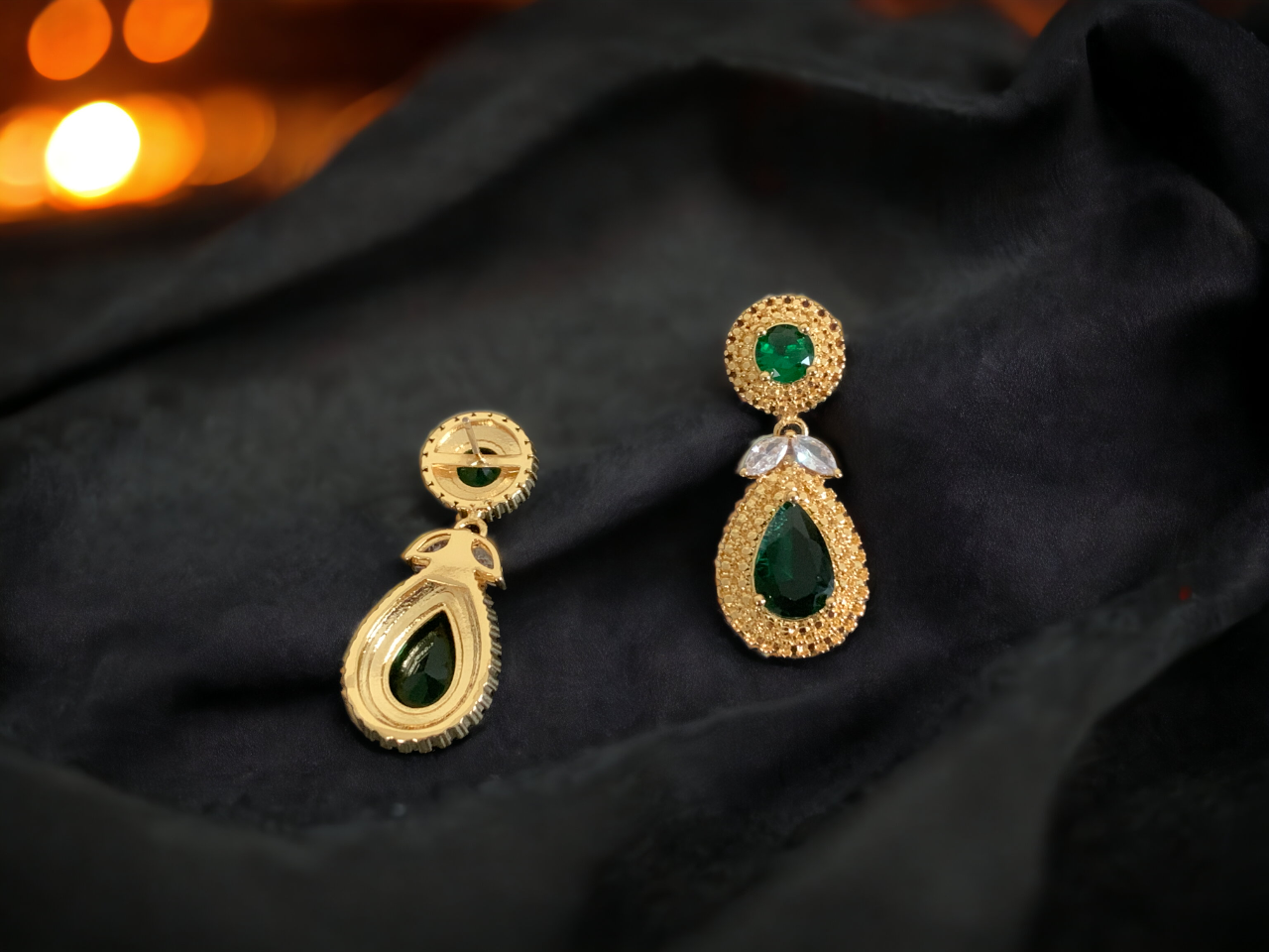 Emerald Green CZ Earrings