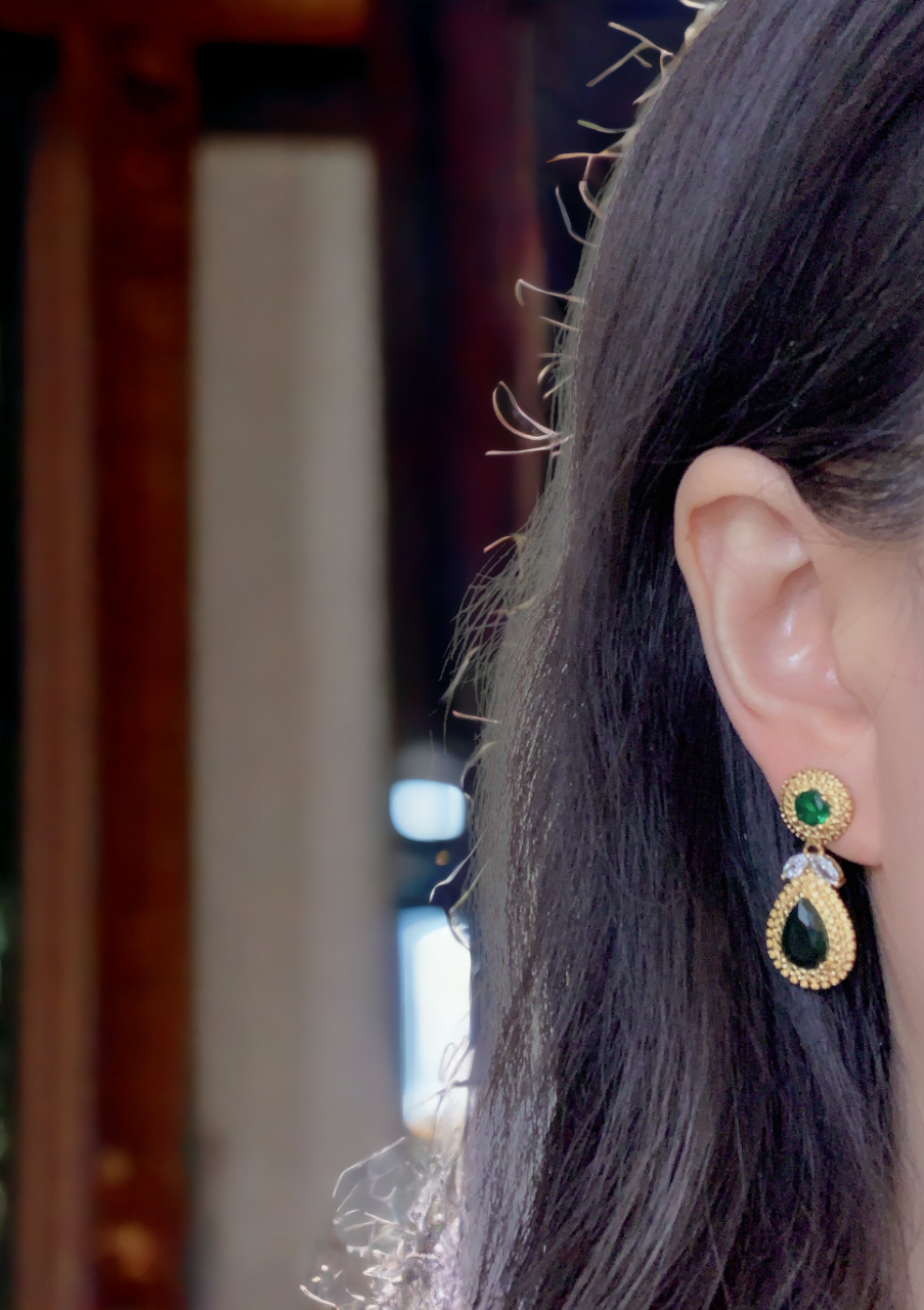 Emerald Green CZ Earrings