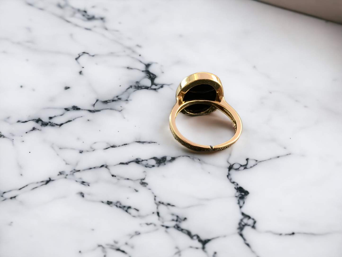 Black Obsidian Bee Signet Ring