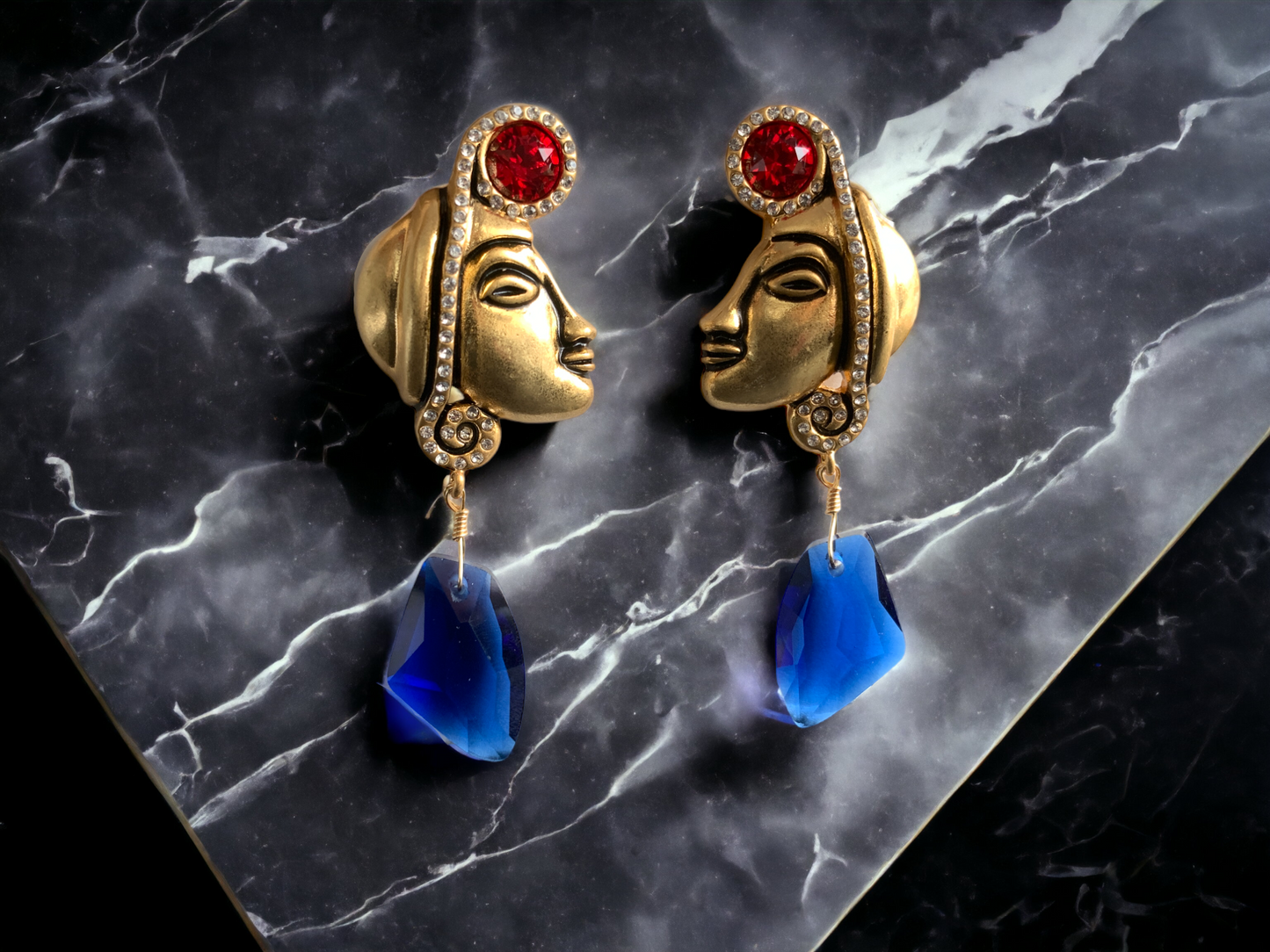 Native American Indian Woman Face Statement Earrings