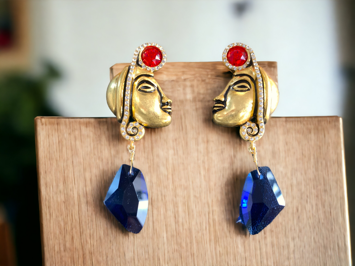 Native American Indian Woman Face Statement Earrings