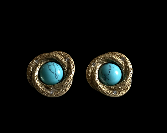 Turquoise Bird Nest Stud Earrings