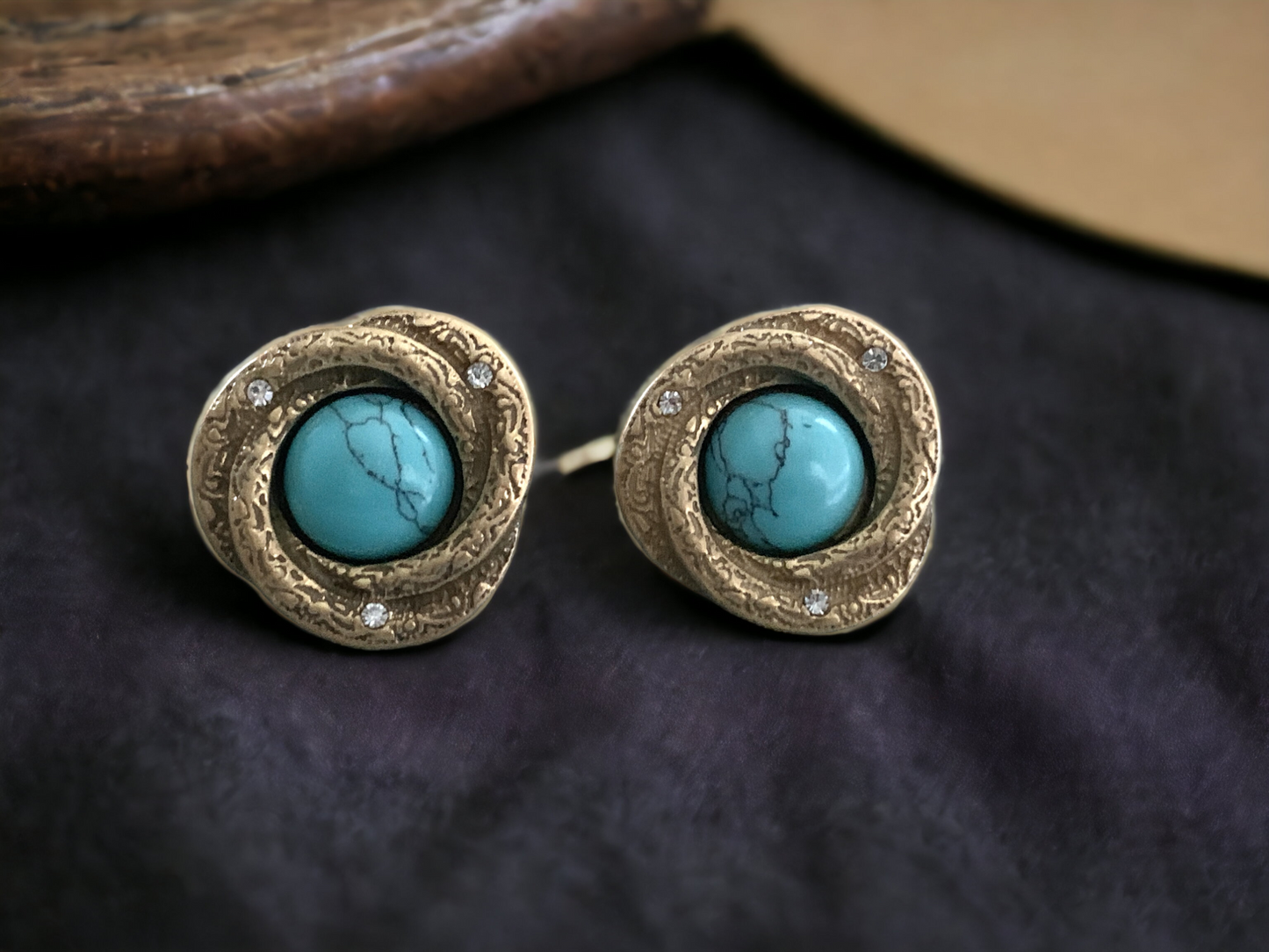 Turquoise Bird Nest Stud Earrings