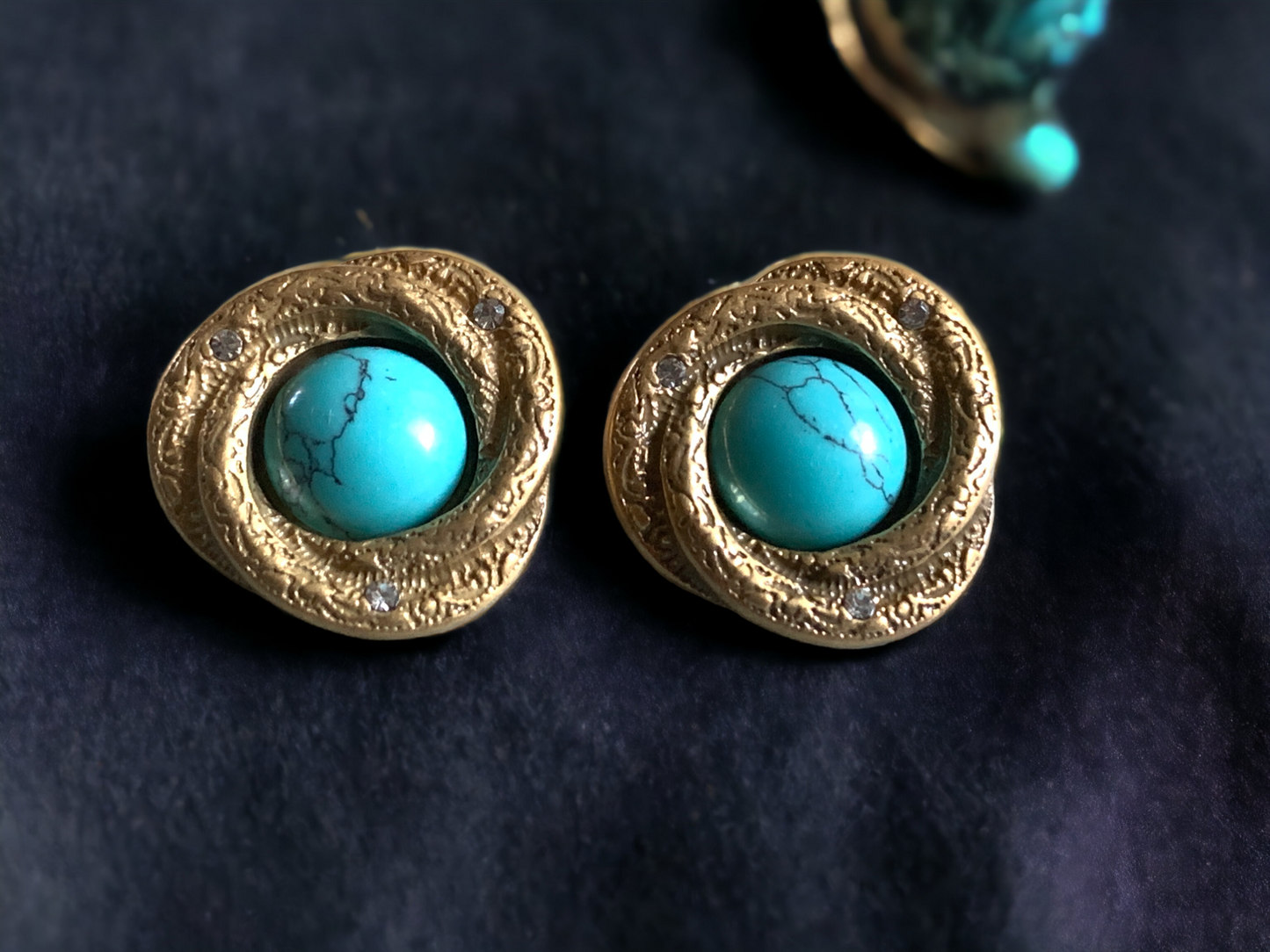 Turquoise Bird Nest Stud Earrings