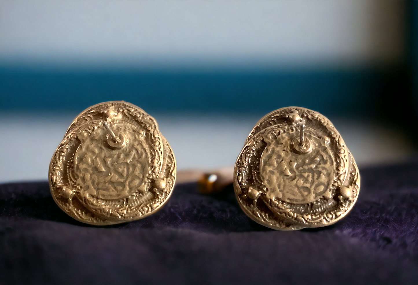 Turquoise Bird Nest Stud Earrings