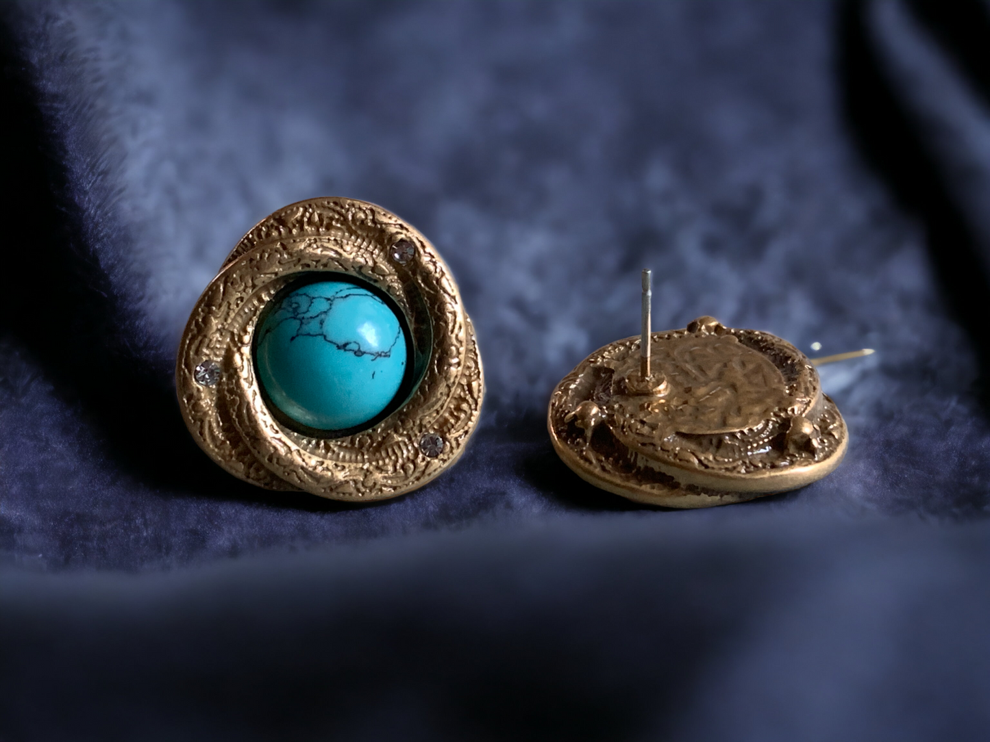Turquoise Bird Nest Stud Earrings