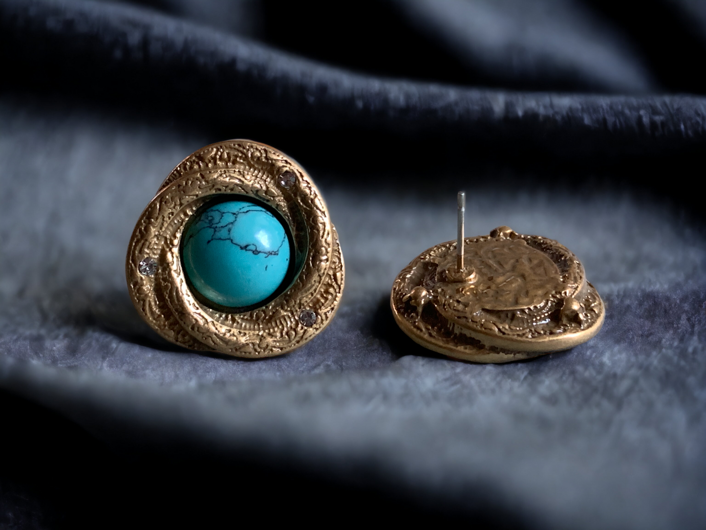 Turquoise Bird Nest Stud Earrings
