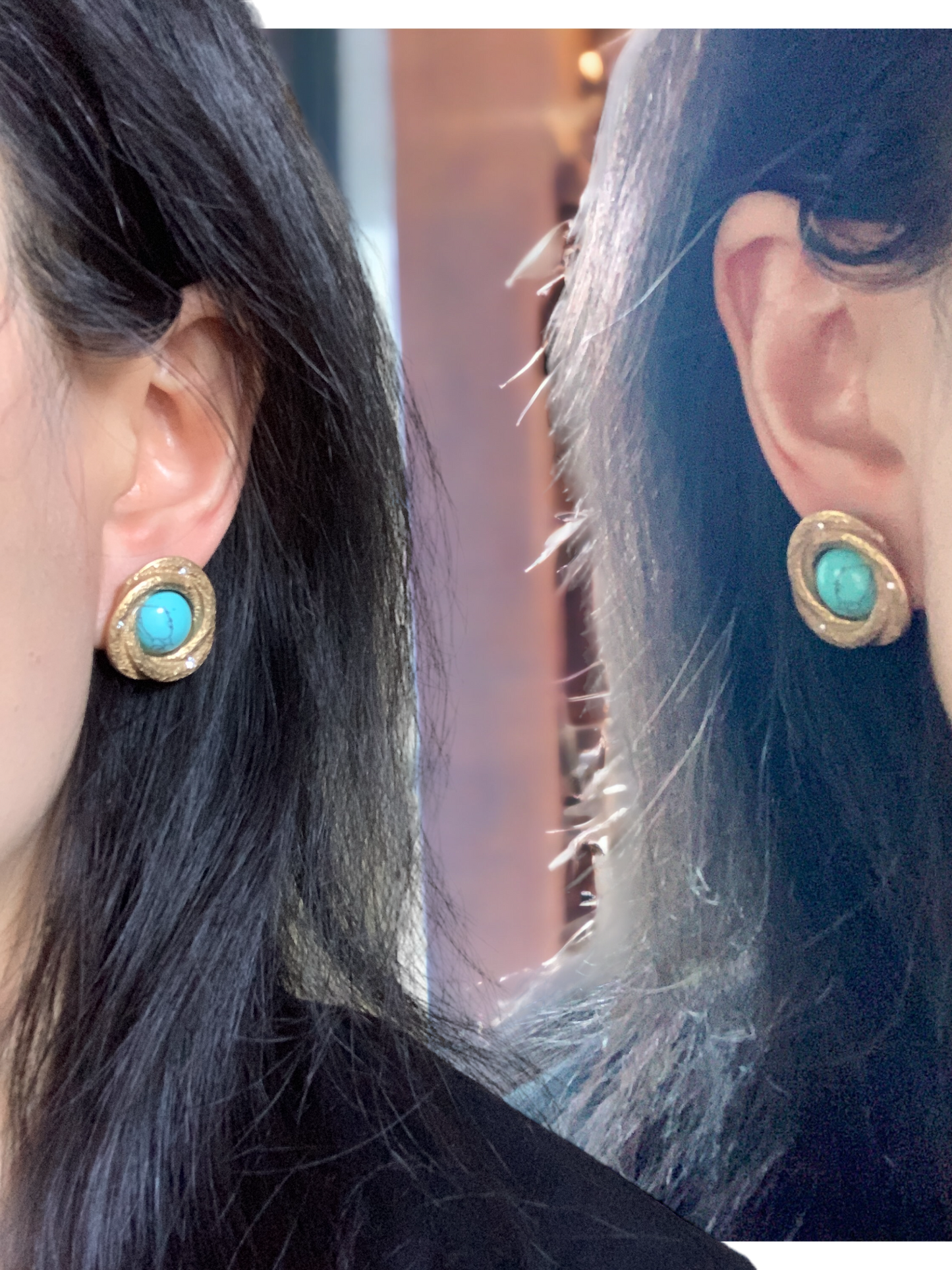 Turquoise Bird Nest Stud Earrings