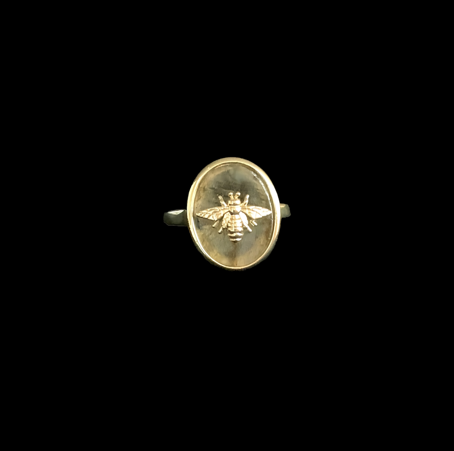 Natural Labradorite Bee Signet Ring