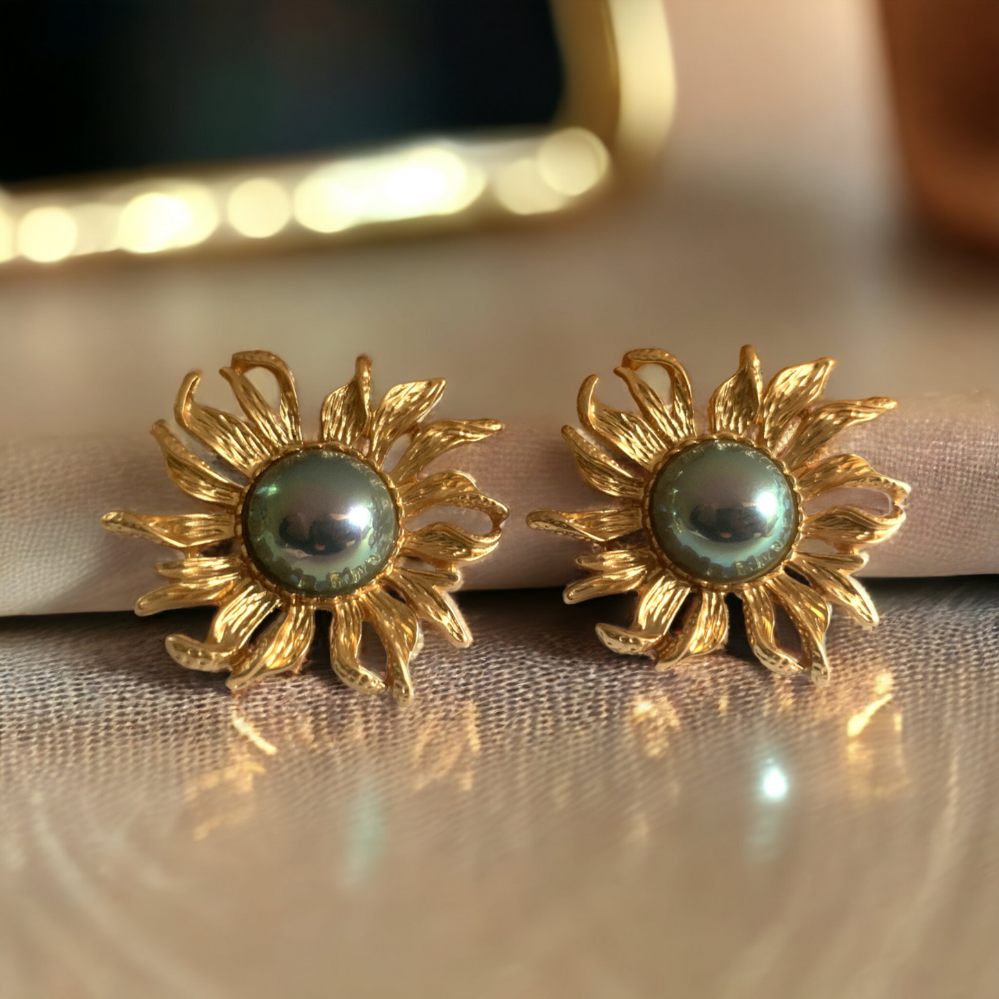 Sunflower Pearl Earrings