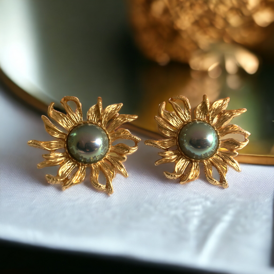Sunflower Pearl Earrings